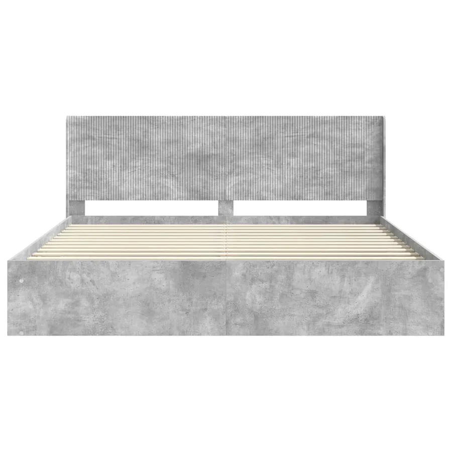 Cadre de lit avec rangement et tête de lit Gris béton - 5