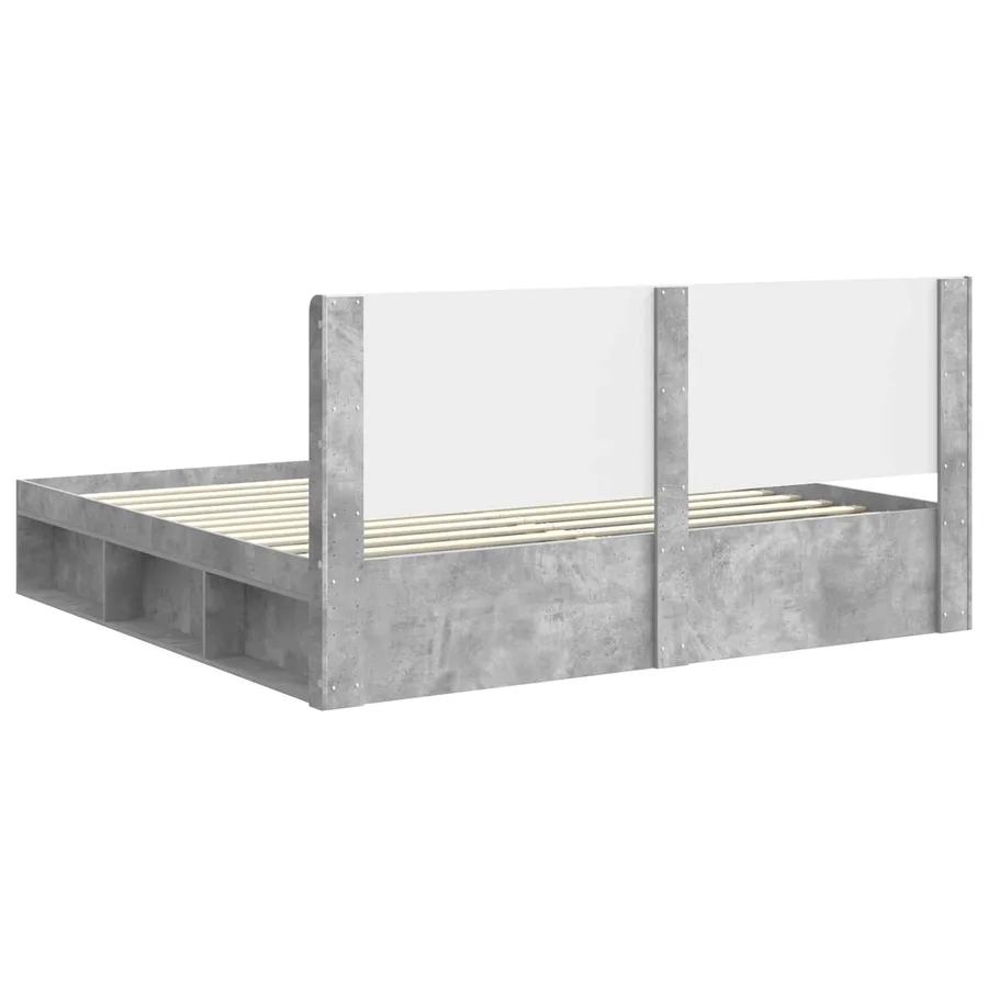 Cadre de lit avec rangement et tête de lit Gris béton - 7