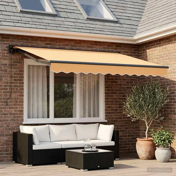 Auvent rétractable Sable 3 x 2,5 m Polyester et Aluminium