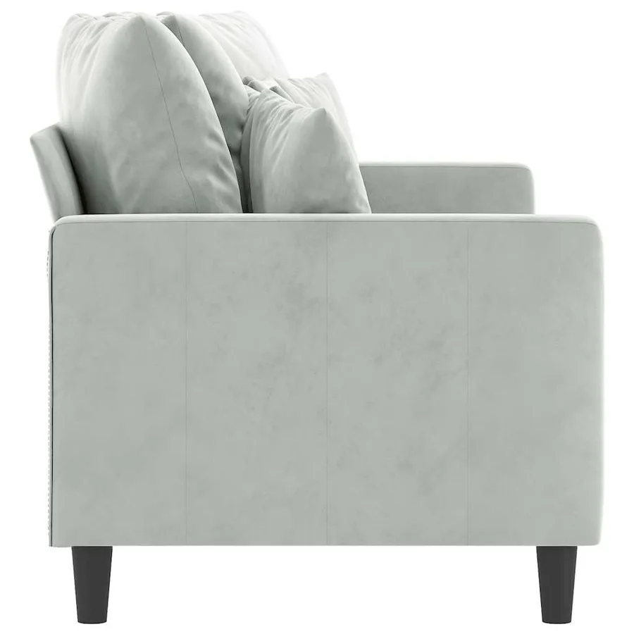 Canapé à 2 places Gris clair 140 cm Velours - 4