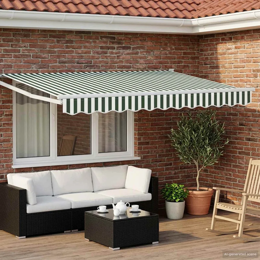 Auvent rétractable électrique Vert et blanc 3 x 2 m