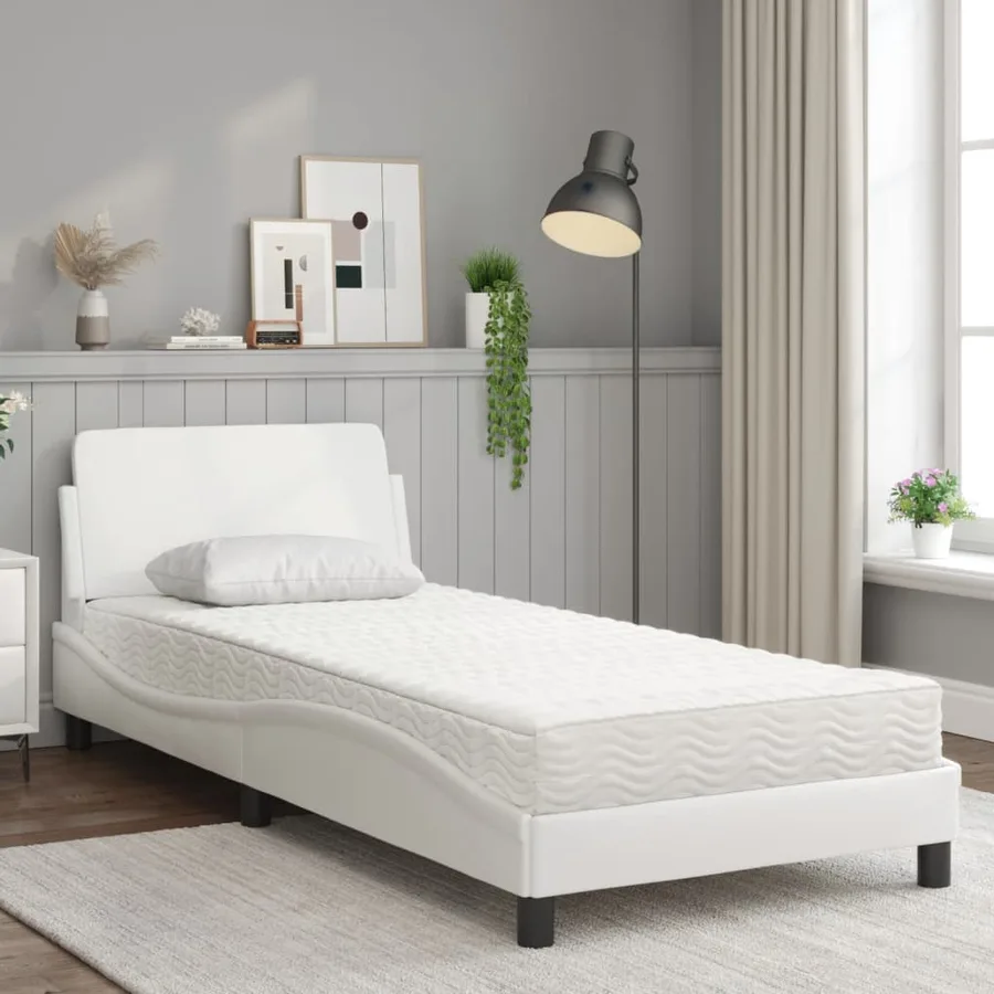 Lit avec matelas Dover blanc 80x200 cm similicuir - 3