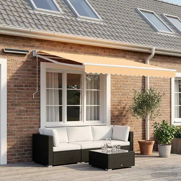 Auvent rétractable électrique Sable 100% Polyester et Aluminium