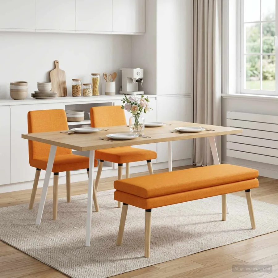 Banc à double couche Jaune foncé 110 x 40 x 47 cm Tissu - 3