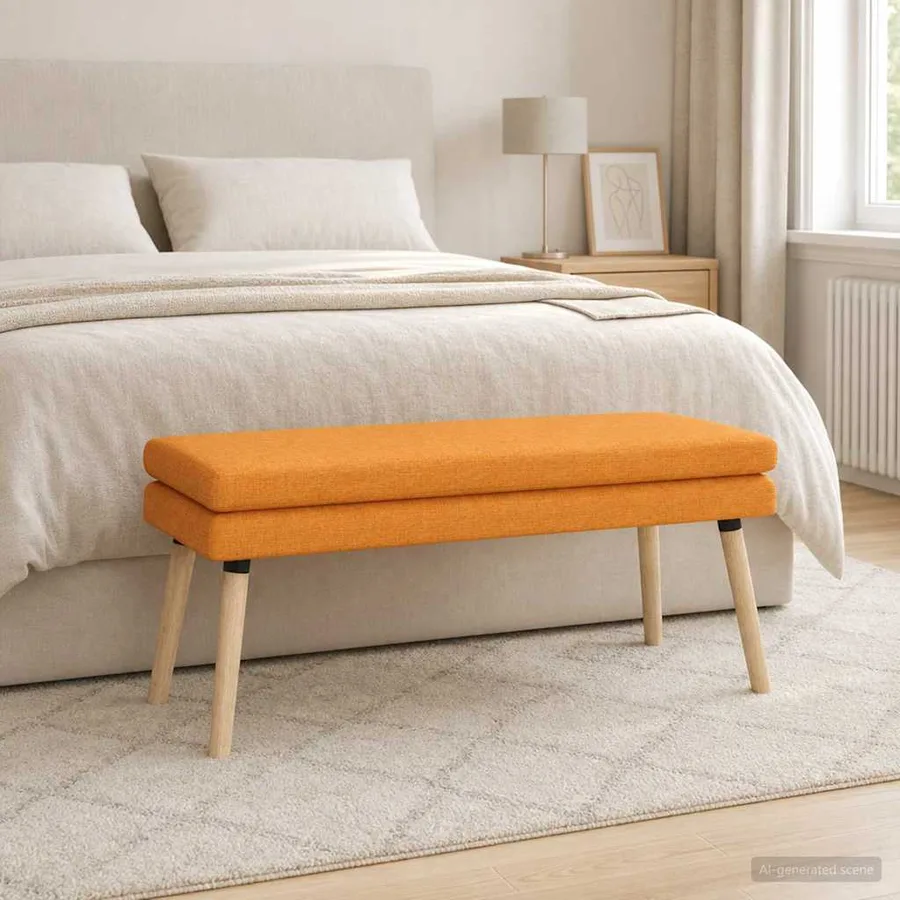 Banc à double couche Jaune foncé 110 x 40 x 47 cm Tissu - 4