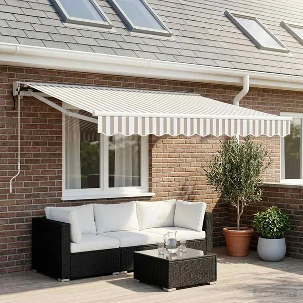 Auvent rétractable électrique Gris clair et blanc 3,5 x 2,5 m