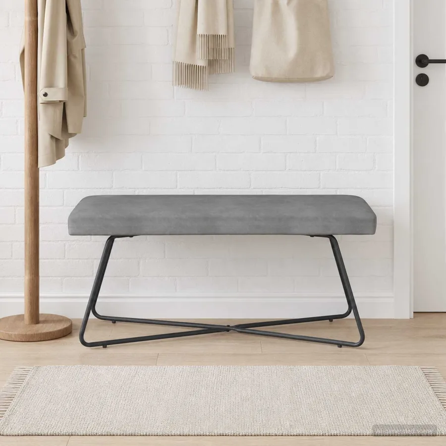 banc Gris foncé 110 x 40 x 45 cm Velours - 4