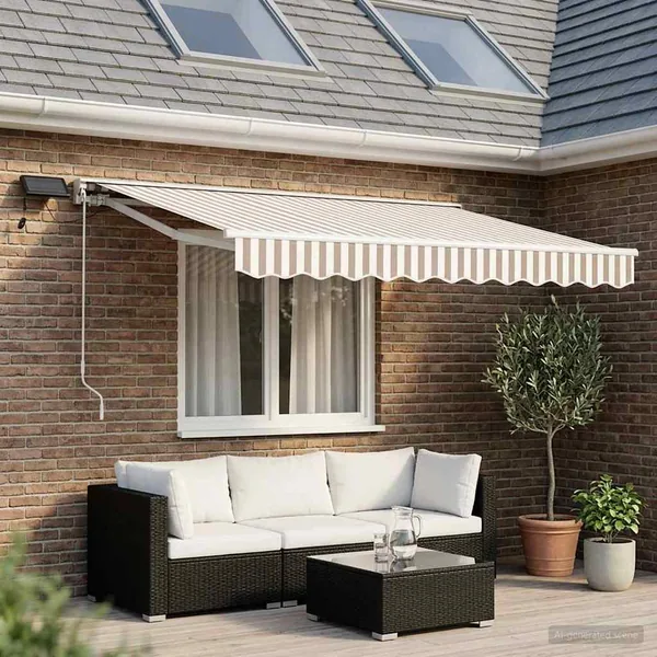 Cadre de store manuel avec LEDs Gris clair et blanc 3 x 2 m