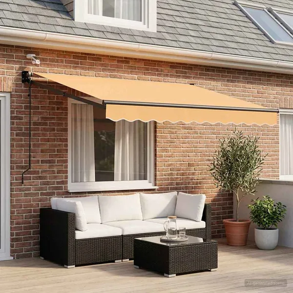 Auvent rétractable électrique Sable 100% Polyester et Aluminium