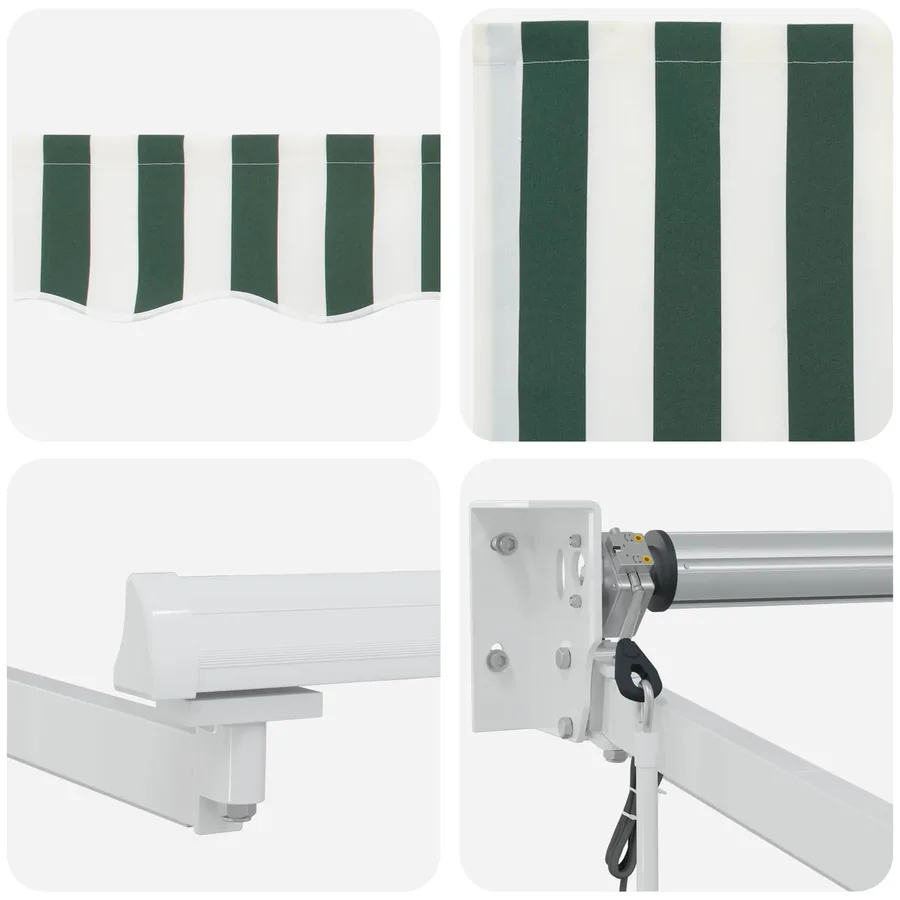 Auvent rétractable électrique Vert et blanc 3,5 x 2 m - 9