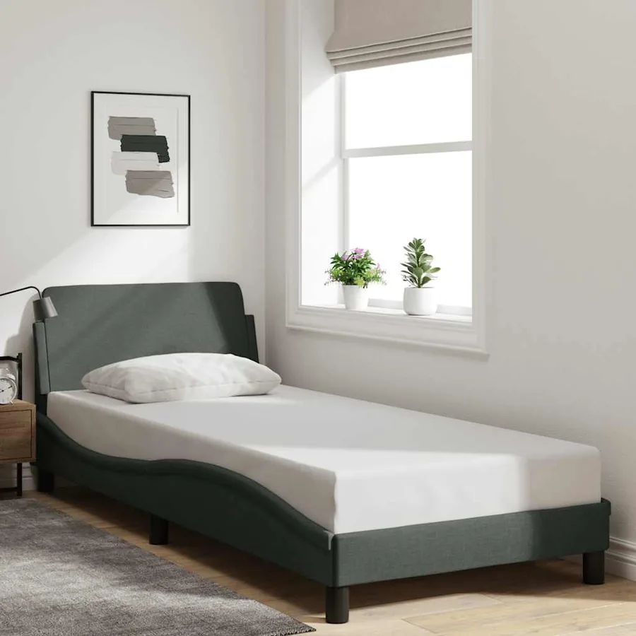 Cadre de lit Dover gris foncé 80x200 cm tissu
