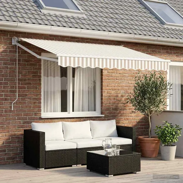 Auvent rétractable Gris clair et blanc 3 x 2 m