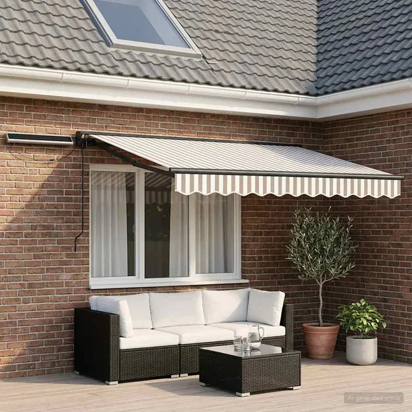 Auvent rétractable électrique Gris clair et blanc 3 x 2 m