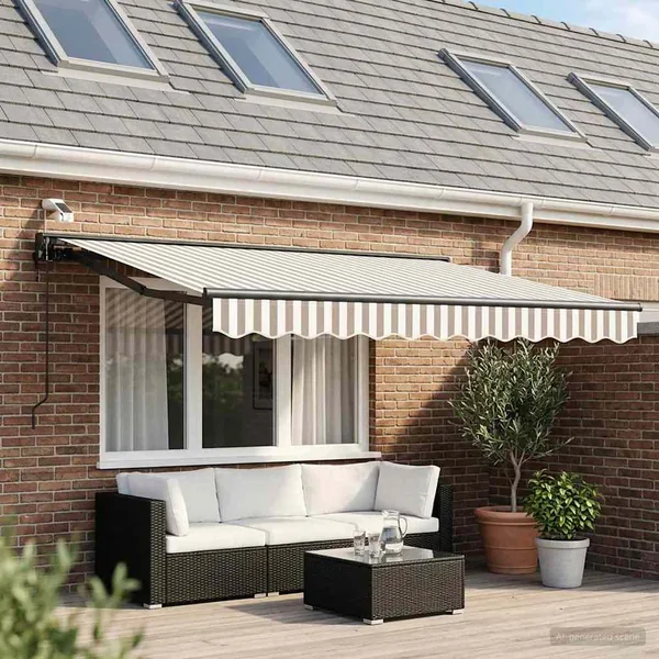Auvent rétractable électrique Gris clair et blanc 3 x 2 m