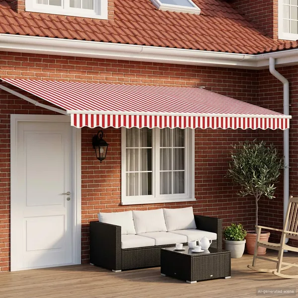 Auvent rétractable électrique Rouge et Blanc 4,5 × 3 m
