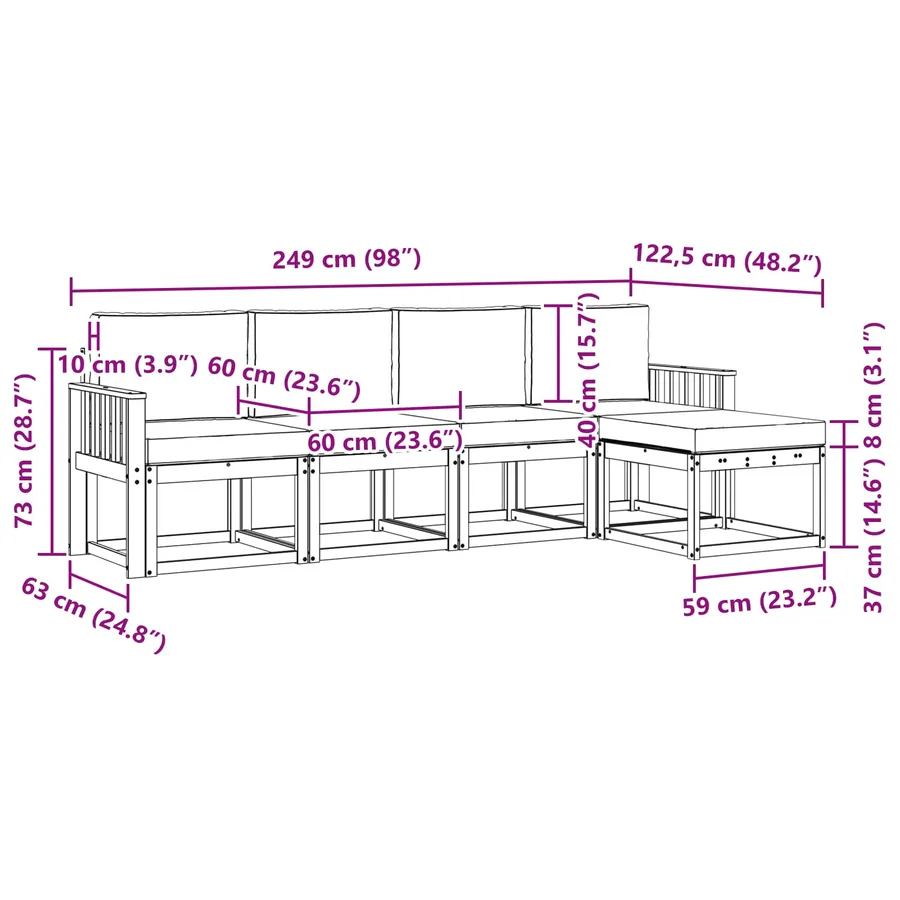 Ensemble de canapés d'extérieur 5 pcs Blanc et anthracite - 6
