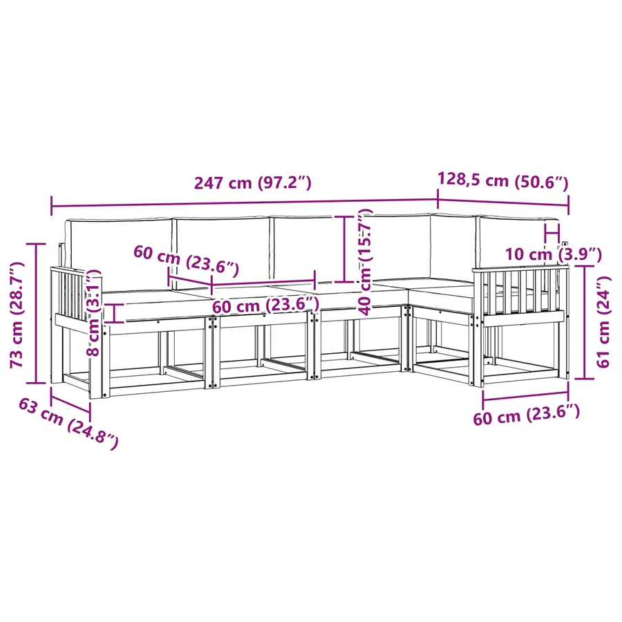 Ensemble de canapés d'extérieur 5 pcs Blanc et anthracite - 8
