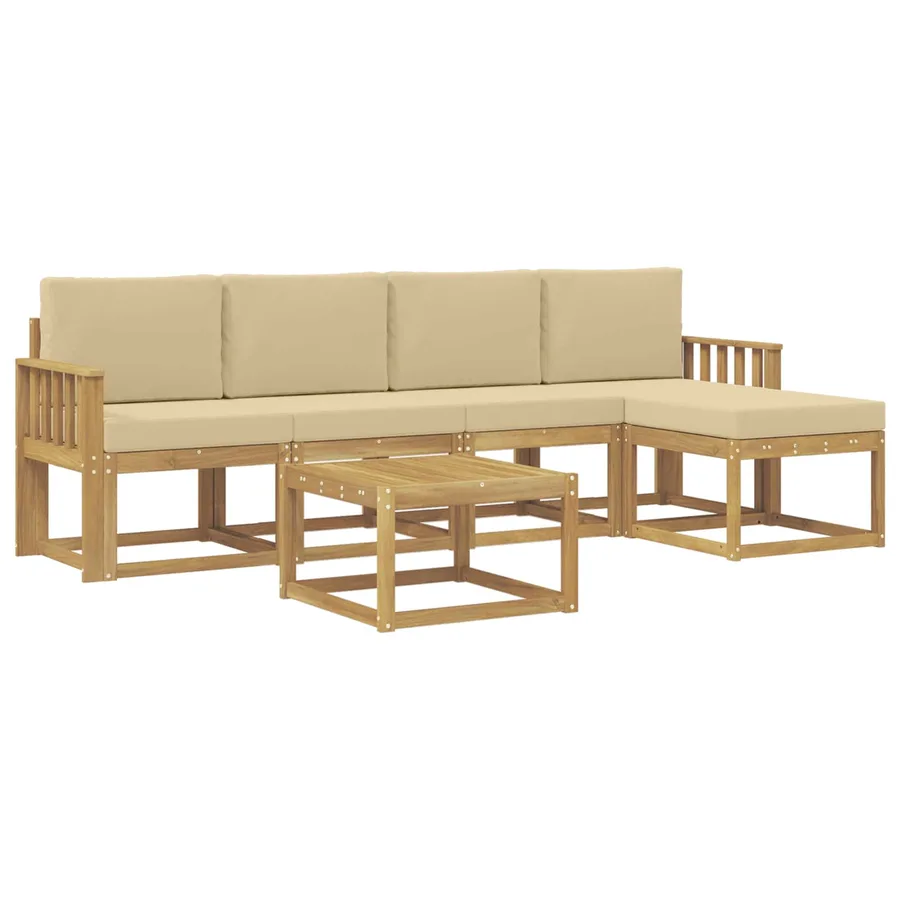 Ensemble de canapés d'extérieur 6 pcs Blanc et Beige - 2