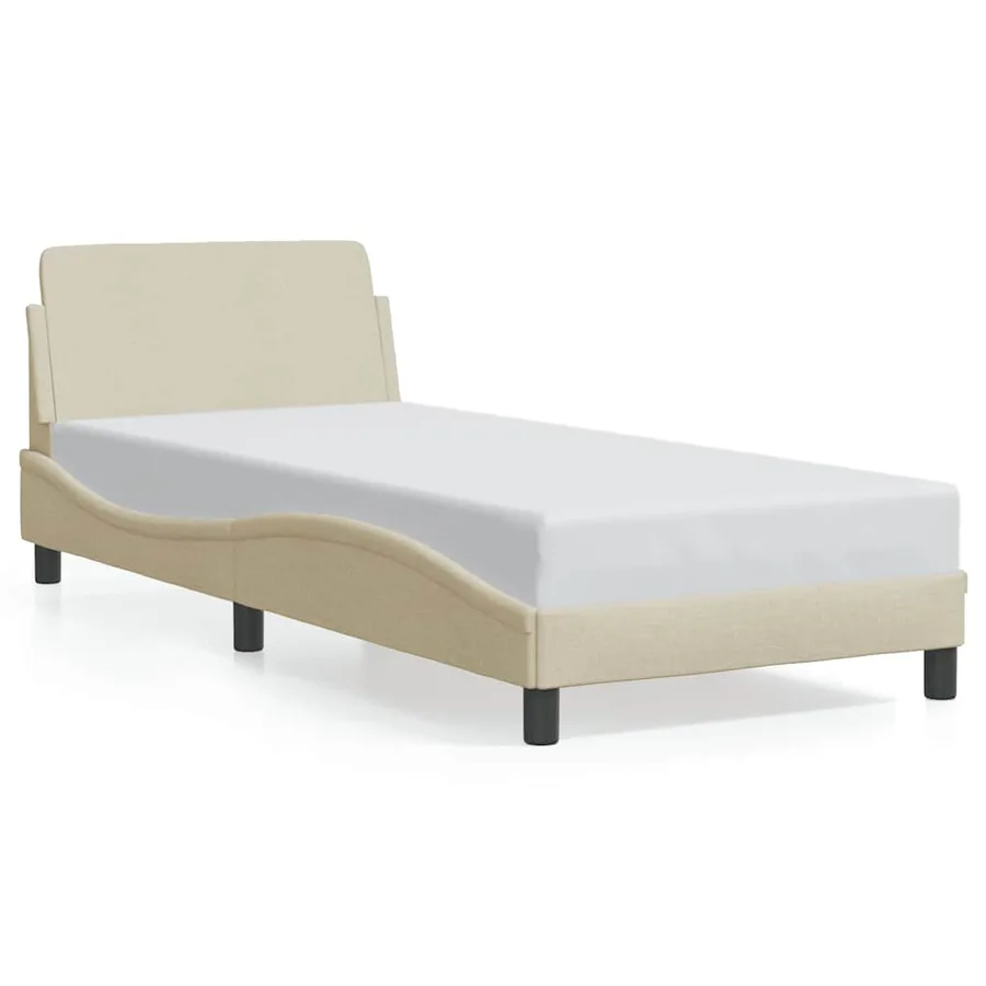 Cadre de lit avec tête de lit Dover crème 80x200cm tissu - 2