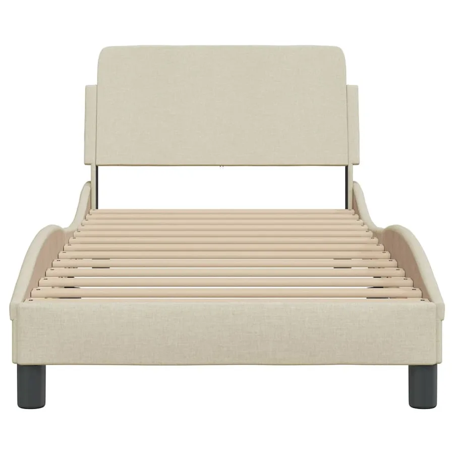 Cadre de lit avec tête de lit Dover crème 80x200cm tissu - 4