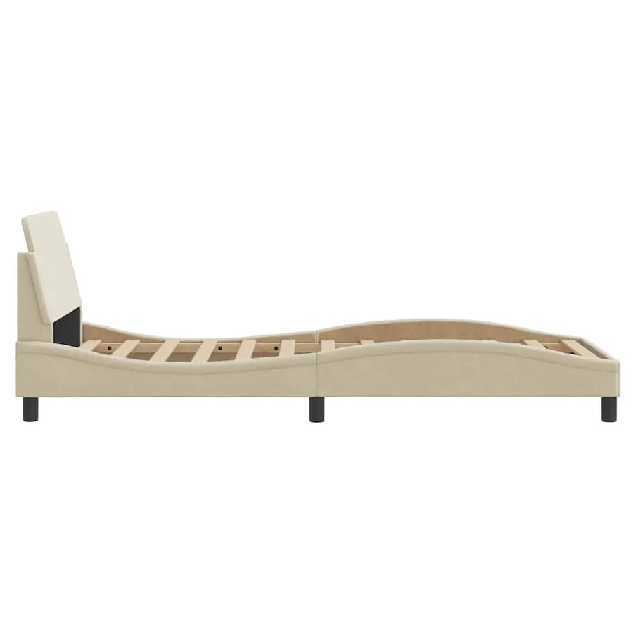Cadre de lit avec tête de lit Dover crème 80x200cm tissu - 5