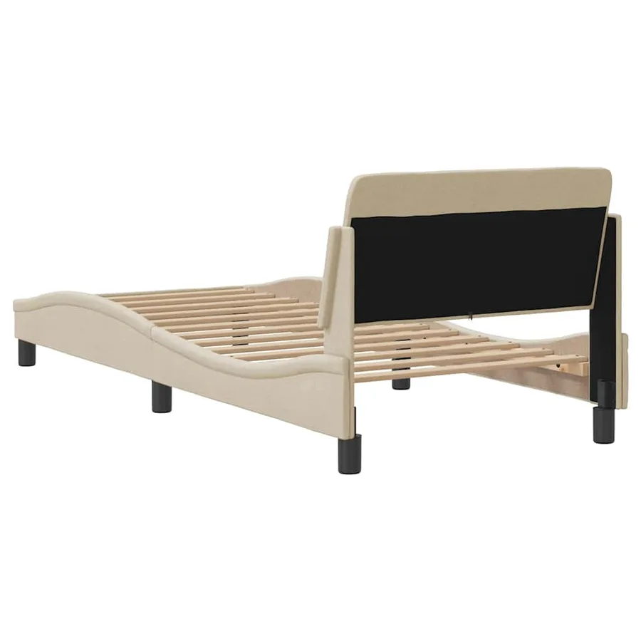 Cadre de lit avec tête de lit Dover crème 80x200cm tissu - 6