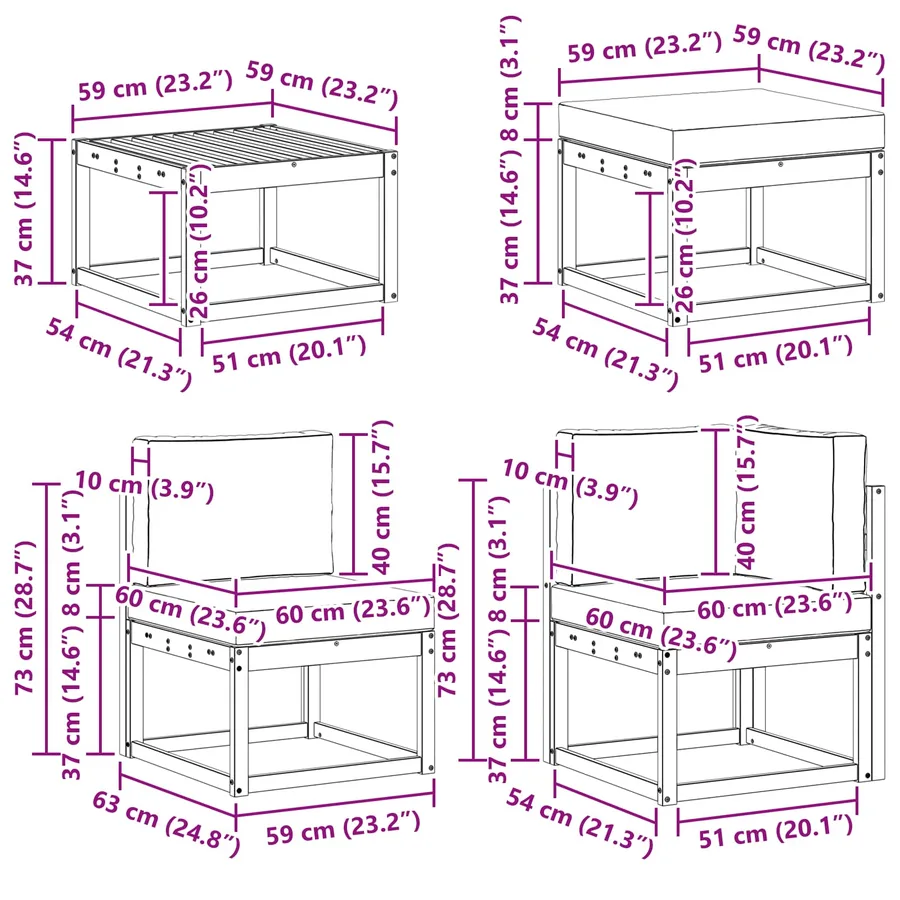 Ensemble de canapés d'extérieur 8 pcs Blanc et crème Polyester - 10