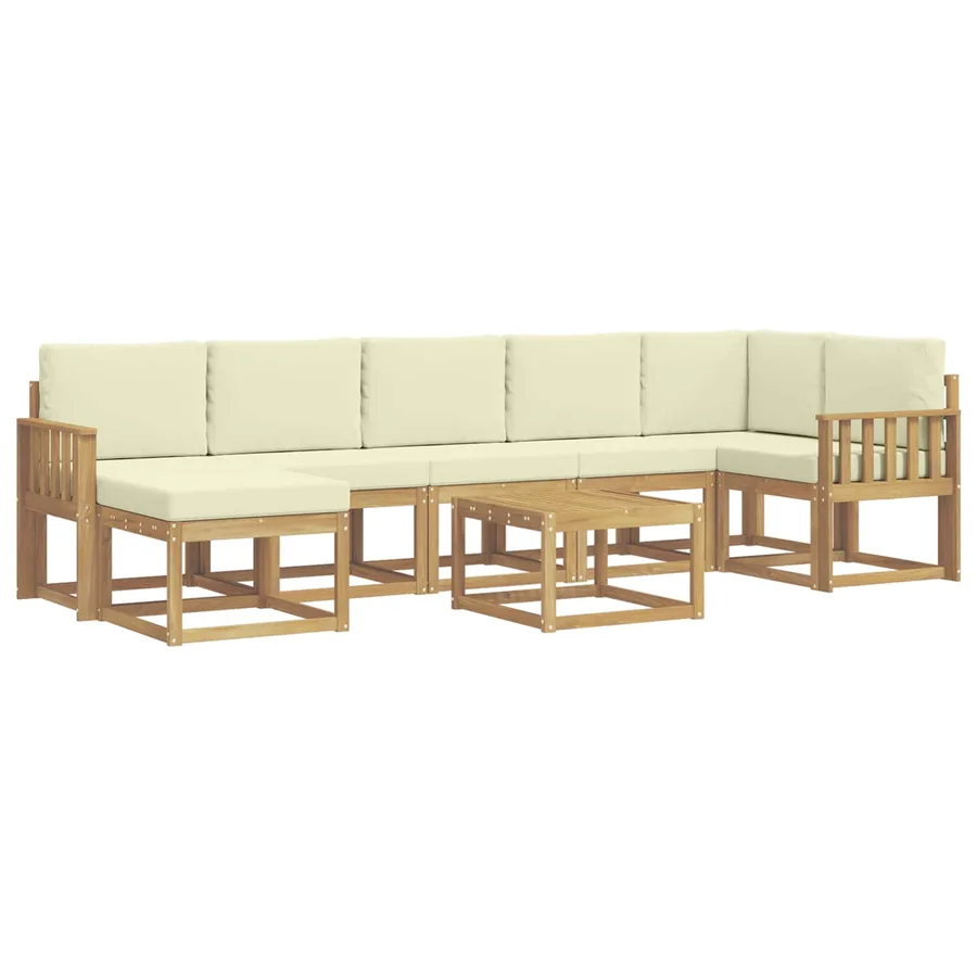 Ensemble de canapés d'extérieur 8 pcs Blanc et crème Polyester - 2