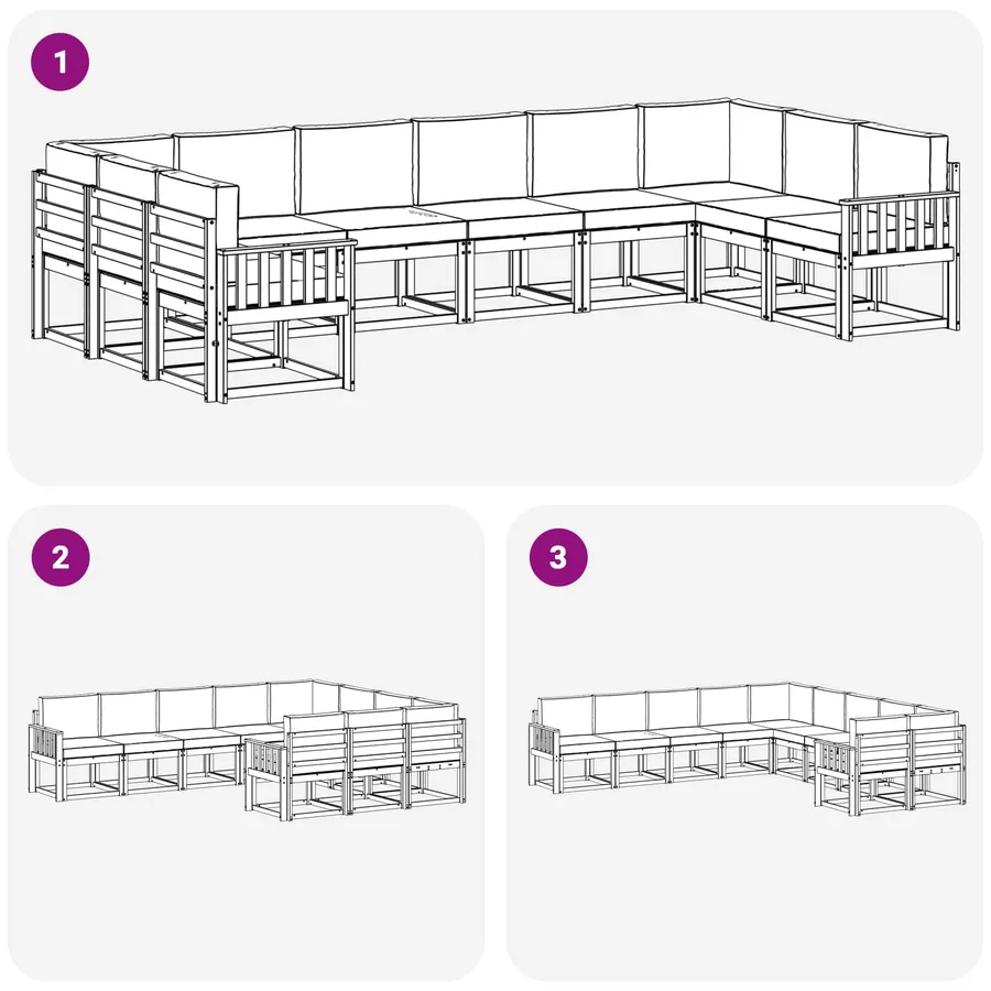 Ensemble de canapés d'extérieur 10 pcs Blanc et anthracite - 7