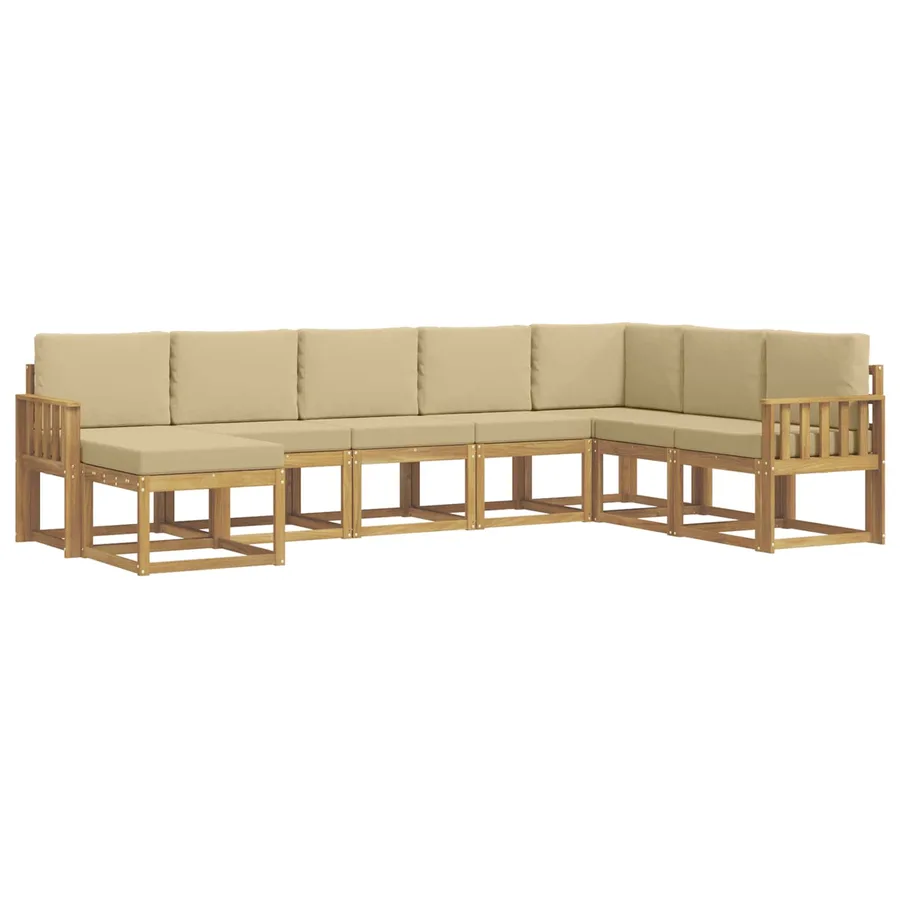 Ensemble de canapés d'extérieur 8 pcs Blanc et Beige - 2