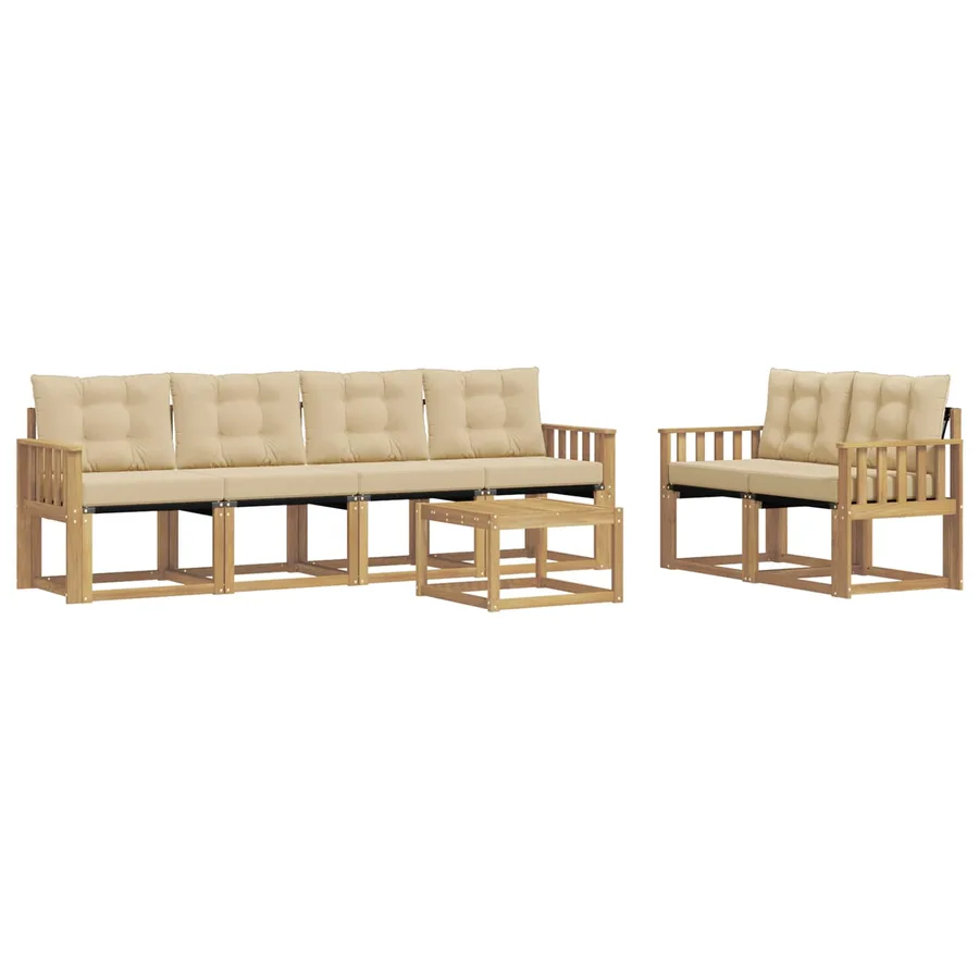 Ensemble de canapés d'extérieur 7 pcs Blanc et Beige - 2