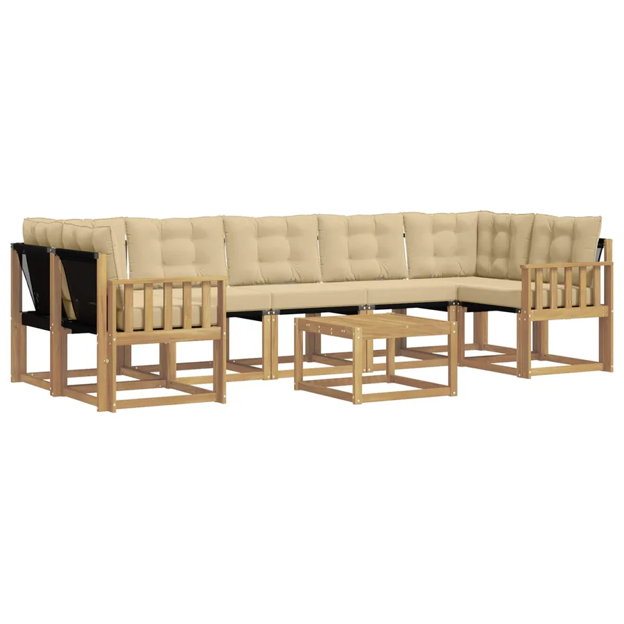 Ensemble de canapés d'extérieur 8 pcs Blanc et Beige - 2
