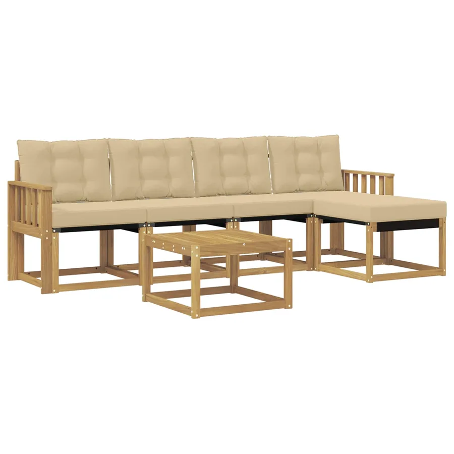 Ensemble de canapés d'extérieur 6 pcs Blanc et Beige - 2