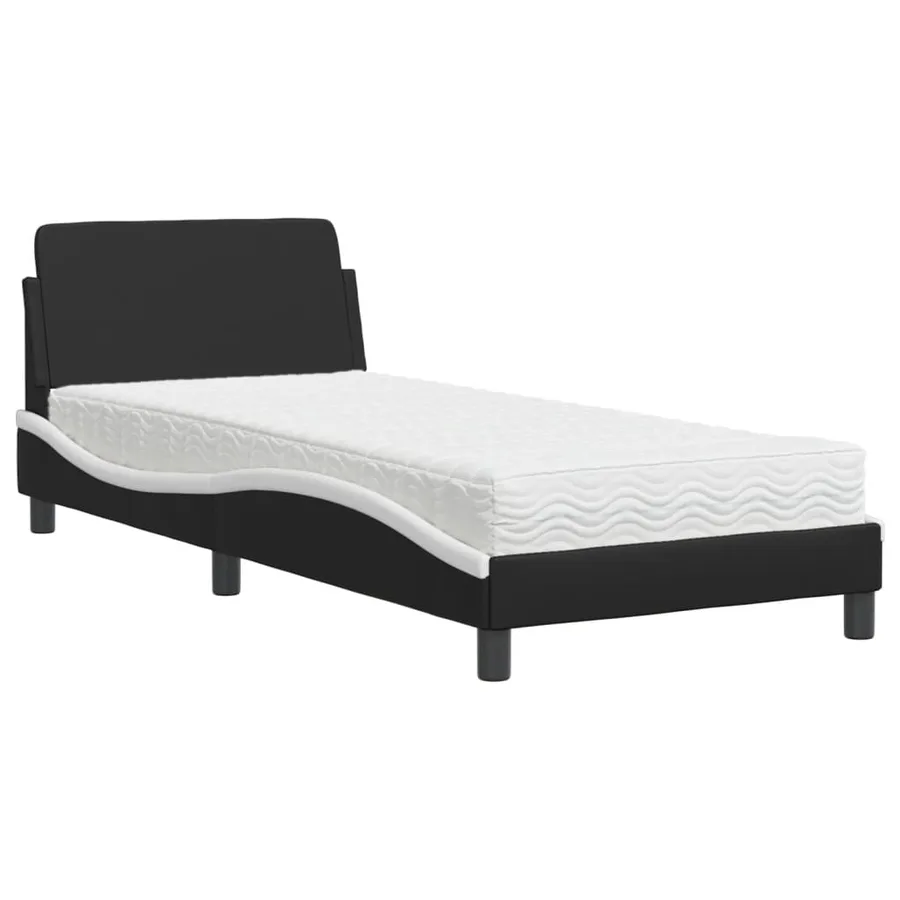 Lit avec matelas Dover noir et blanc 80x200 cm similicuir - 2