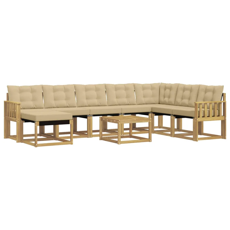 Ensemble de canapés d'extérieur 9 pcs Blanc et Beige - 2