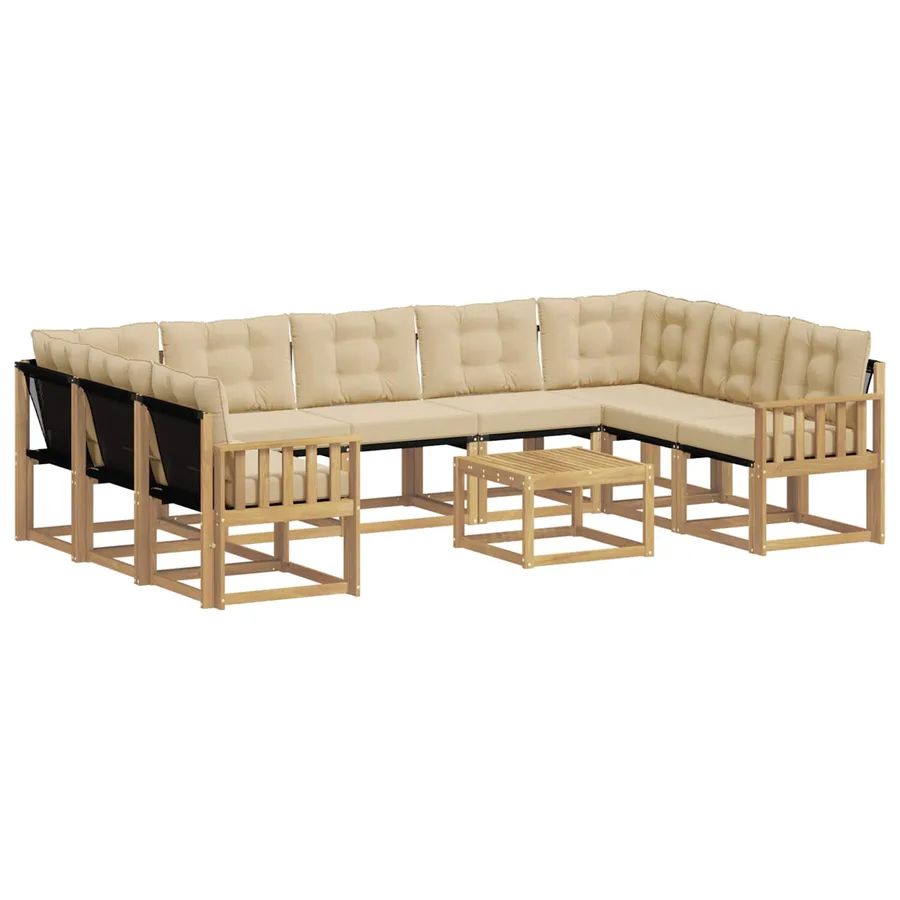 Ensemble de canapés d'extérieur 10 pcs Blanc et Beige - 2