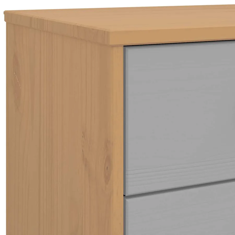 Armoire à tiroirs OLDEN gris et marron bois de pin solide - 10