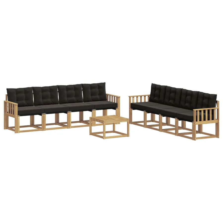 Ensemble de canapés d'extérieur 9 pcs Blanc et noir - 2