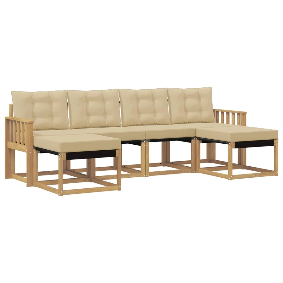 Ensemble de canapés d'extérieur 6 pcs Blanc et Beige - 2
