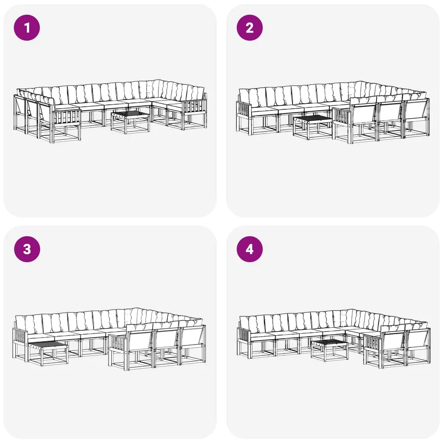 Ensemble de canapés d'extérieur 11 pcs Blanc et Beige - 9