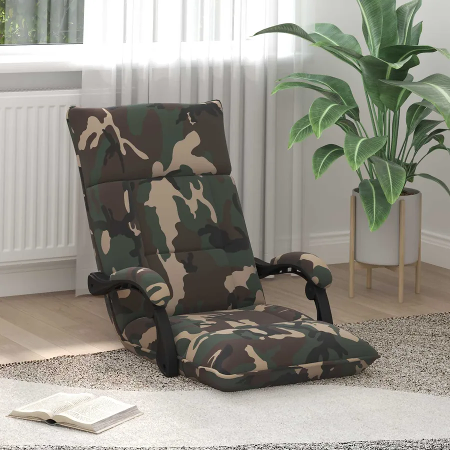 Fauteuil de sol ajustable Vert armée Tissu