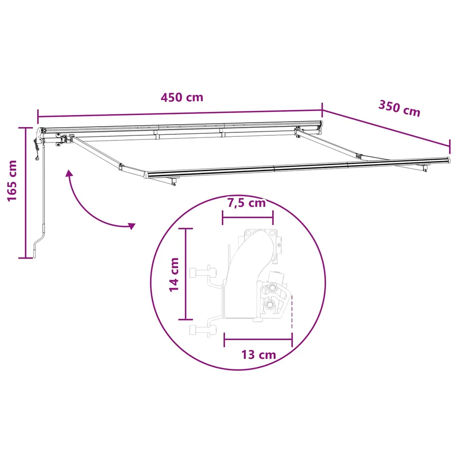Auvent rétractable Gris clair et blanc 450 × 350 cm - 8