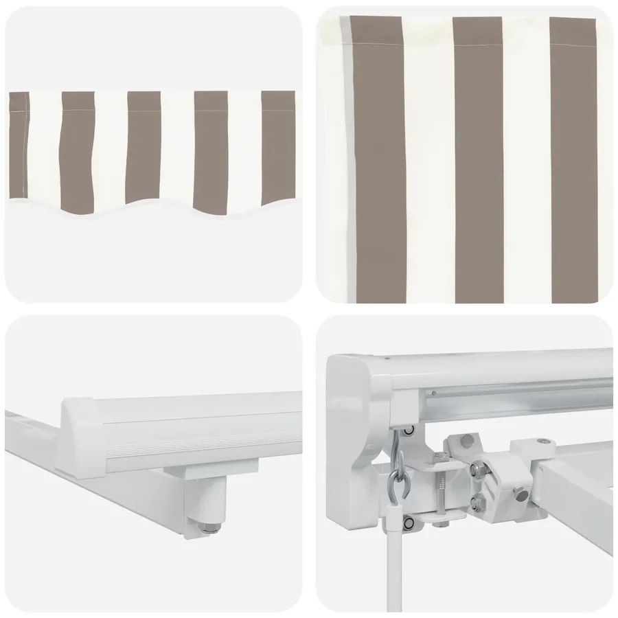 Auvent rétractable manuel Gris clair et blanc 4,5 × 3,5 m - 4