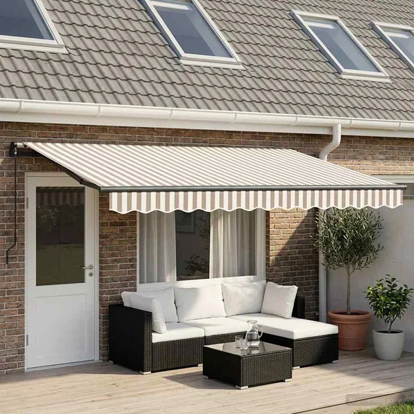 Auvent rétractable Gris clair et blanc 450 × 350 cm
