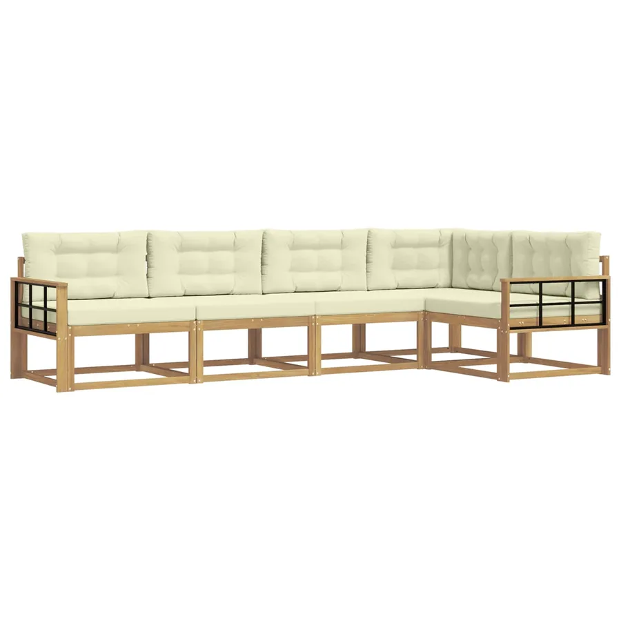 Ensemble de canapés d'extérieur 4 pcs Blanc et crème Polyester - 2