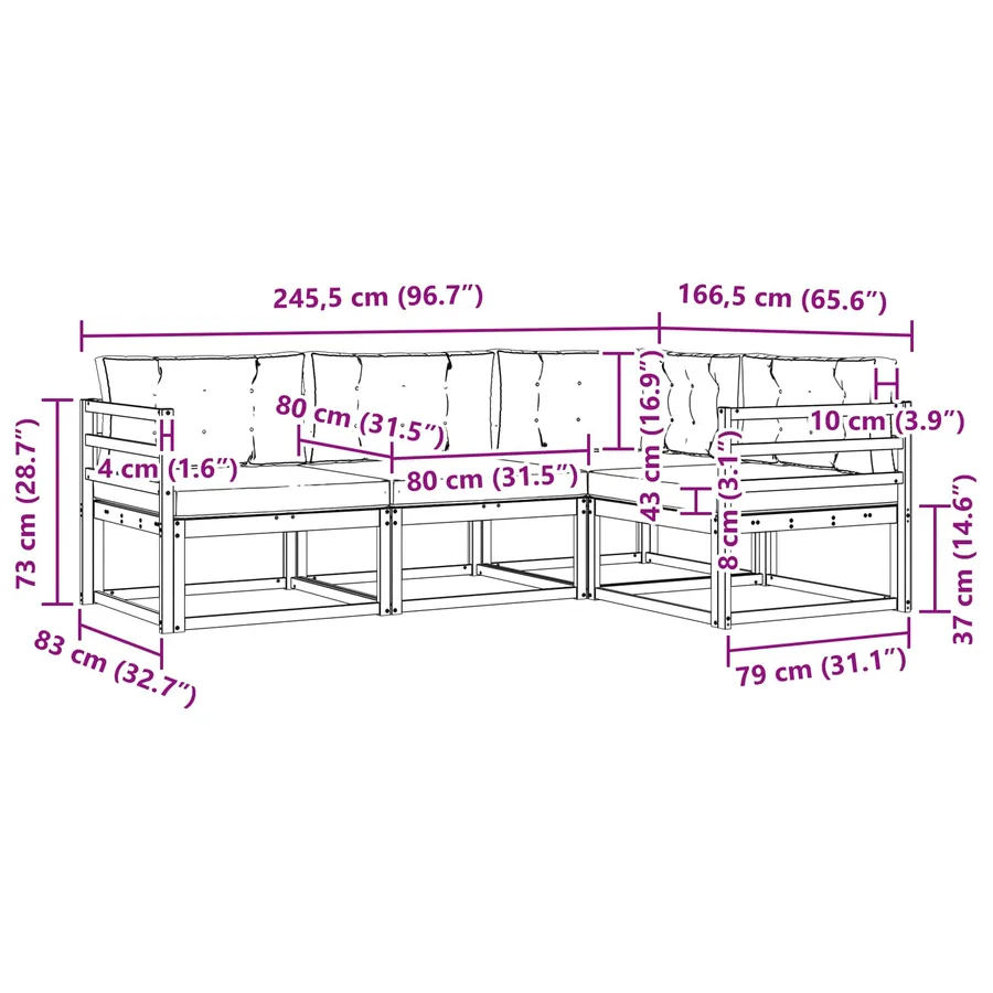 Ensemble de canapés d'extérieur 3 pcs Blanc et crème Polyester - 7