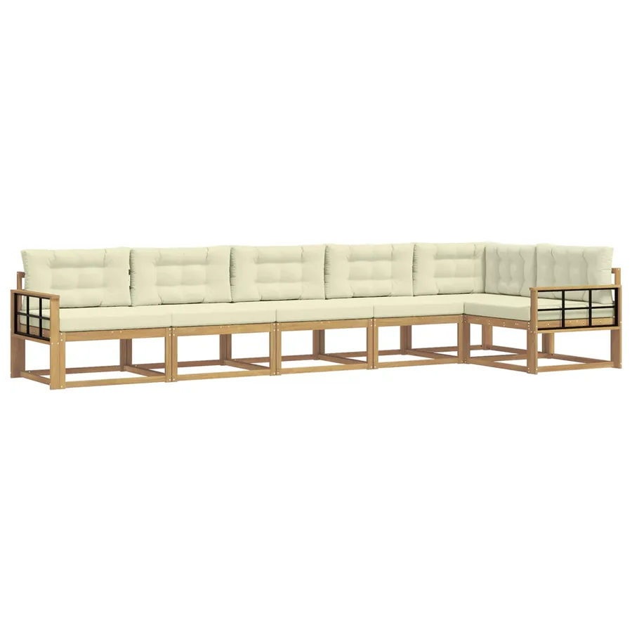 Ensemble de canapés d'extérieur 4 pcs Blanc et crème Polyester - 2
