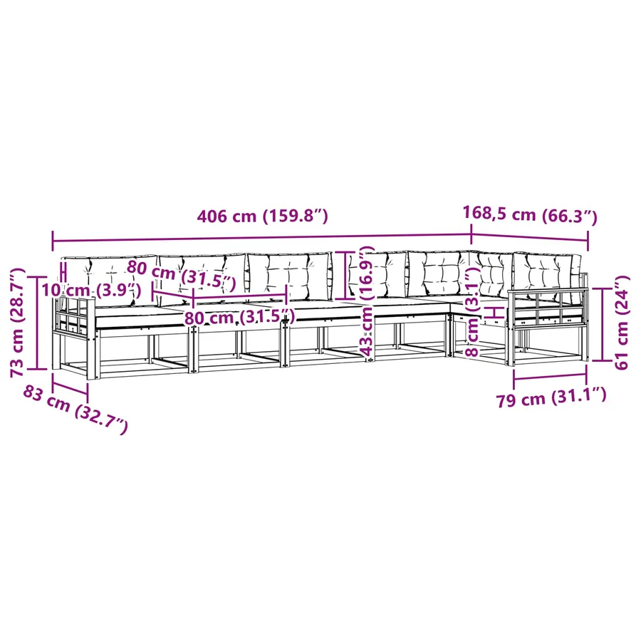 Ensemble de canapés d'extérieur 4 pcs Blanc et crème Polyester - 8