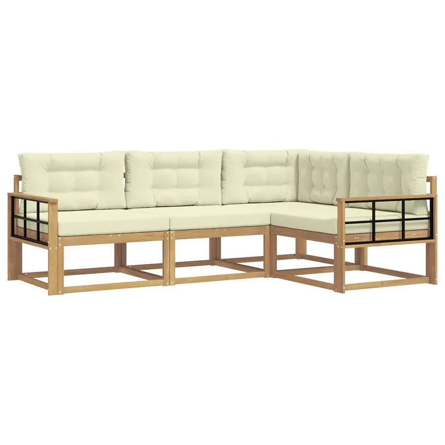 Ensemble de canapés d'extérieur 3 pcs Blanc et crème Polyester - 2