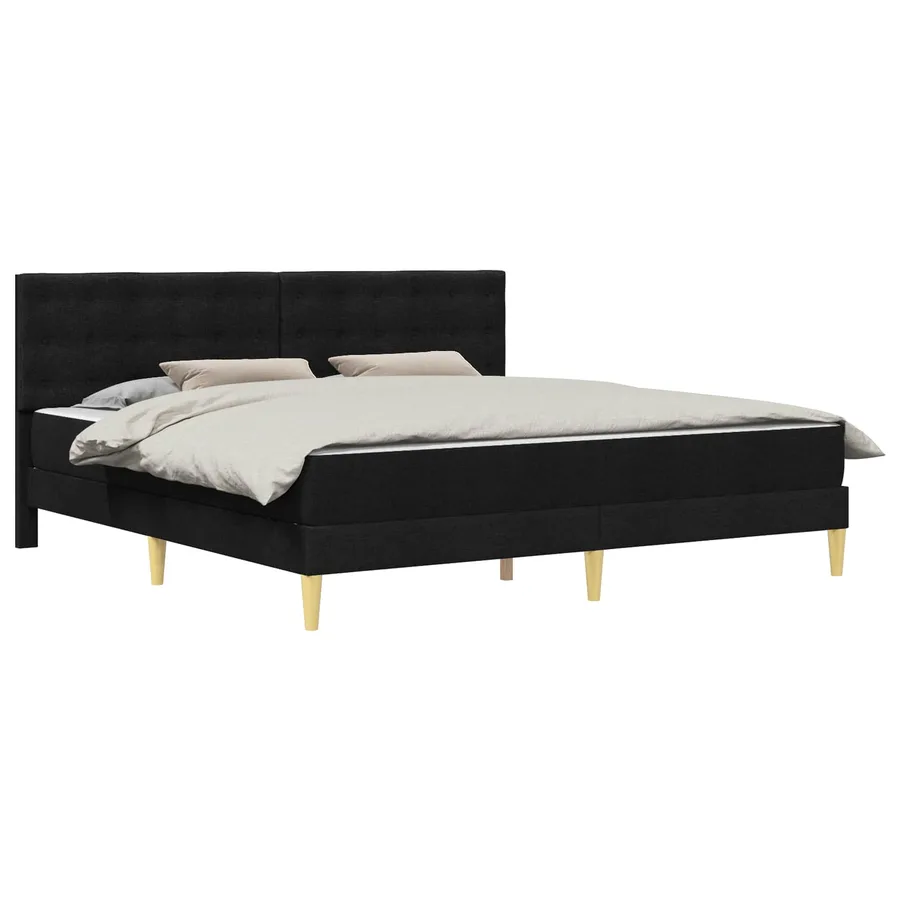 Cadre de lit avec matelas Noir 180 x 200 cm tissu - 2